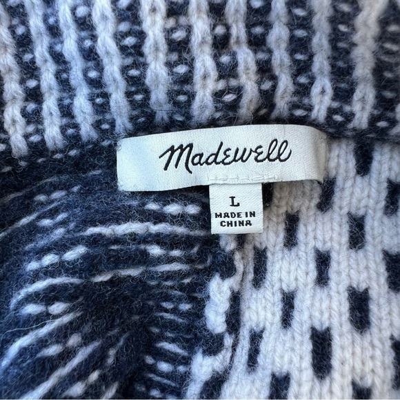 Madewell 100% MERINO WOOL Patchwork
Collage Cardigan In Indigo Women Size Large - Picture 8 of 9